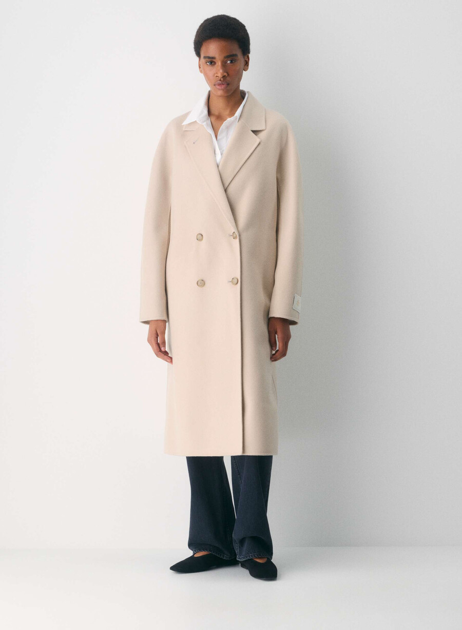 the slouch dobbeltsidig kåpe - luksuriøs rewool marcona beige