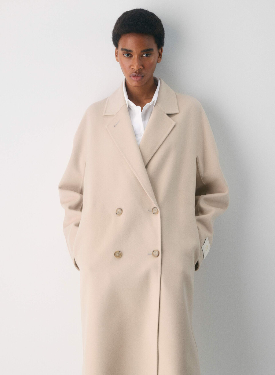 the slouch dobbeltsidig kåpe - luksuriøs rewool marcona beige