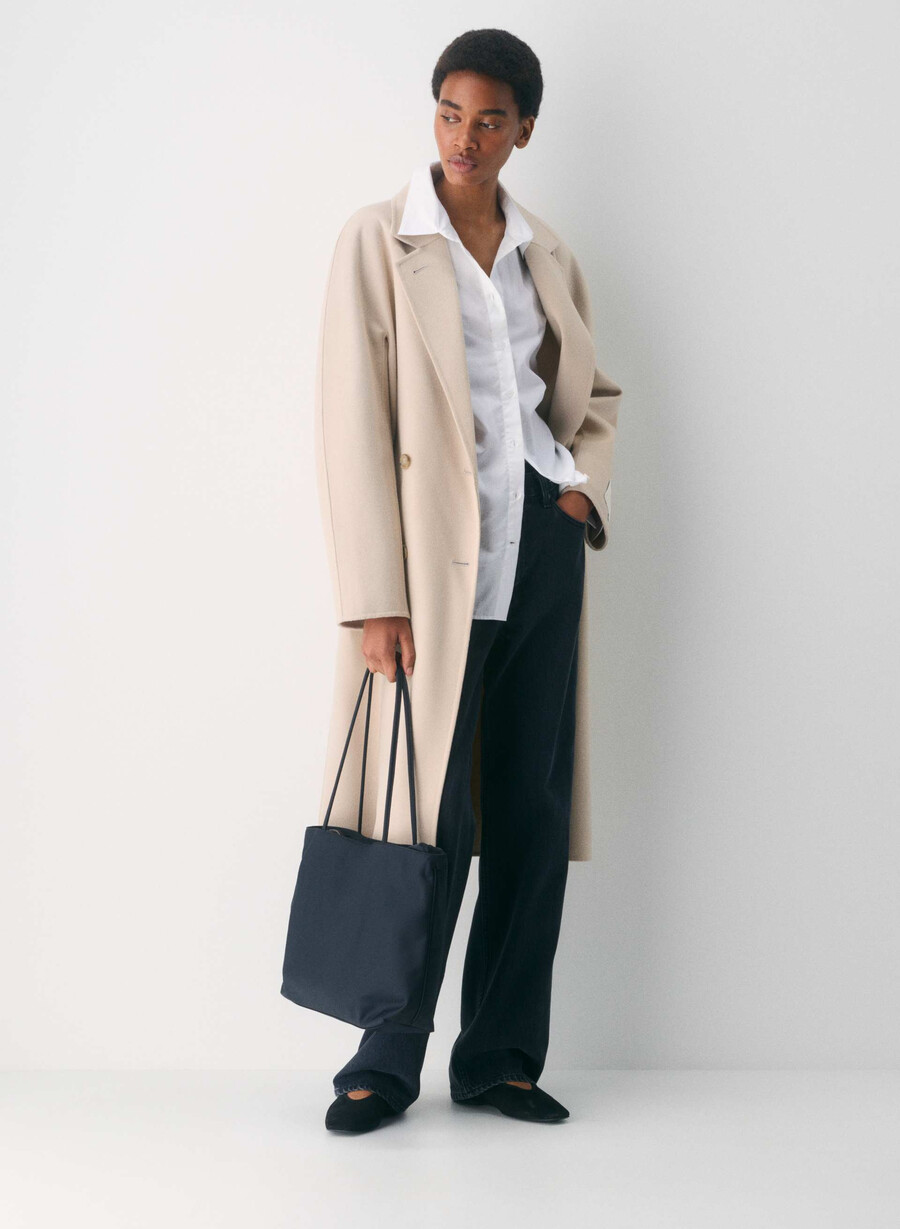 the slouch dobbeltsidig kåpe - luksuriøs rewool marcona beige