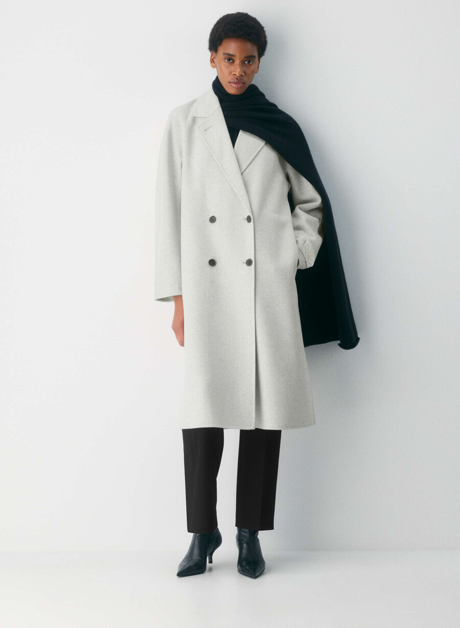 the slouch dobbeltsidig kåpe - luksuriøs rewool heather carrara grey