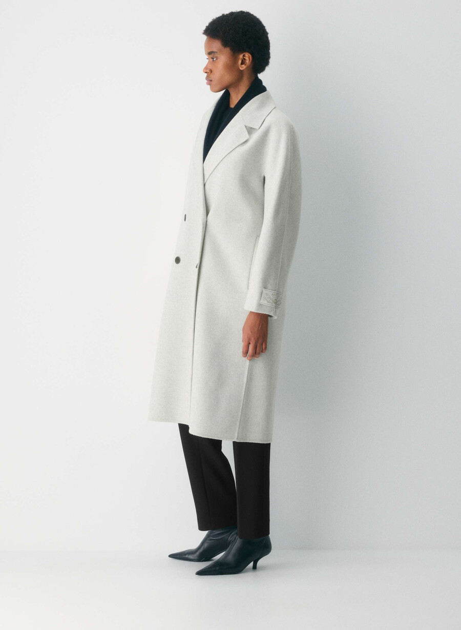 the slouch dobbeltsidig kåpe - luksuriøs rewool heather carrara grey