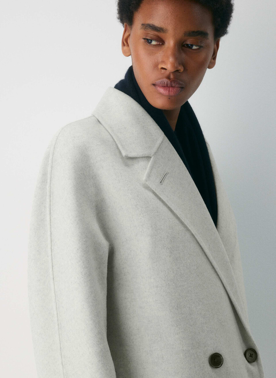 the slouch dobbeltsidig kåpe - luksuriøs rewool heather carrara grey