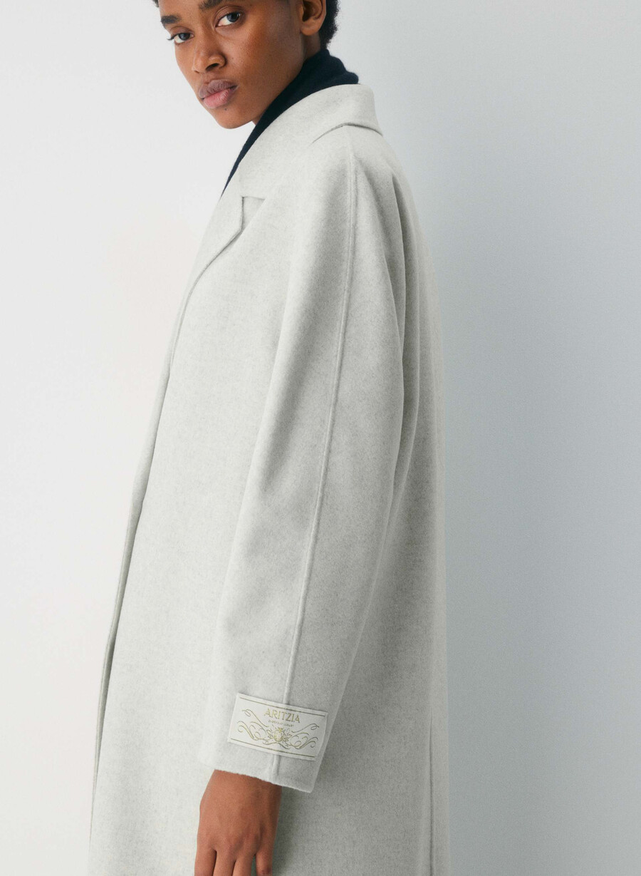 the slouch dobbeltsidig kåpe - luksuriøs rewool heather carrara grey