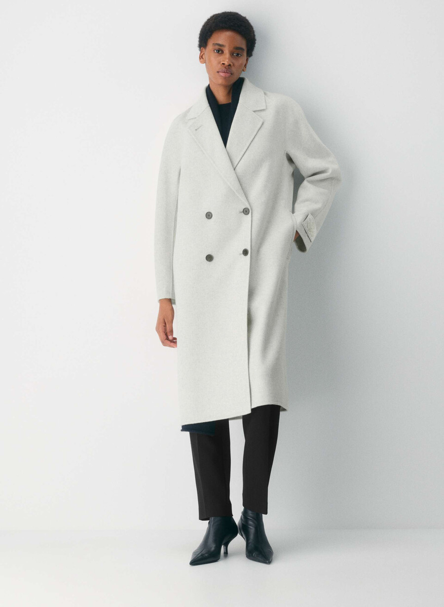 the slouch dobbeltsidig kåpe - luksuriøs rewool heather carrara grey