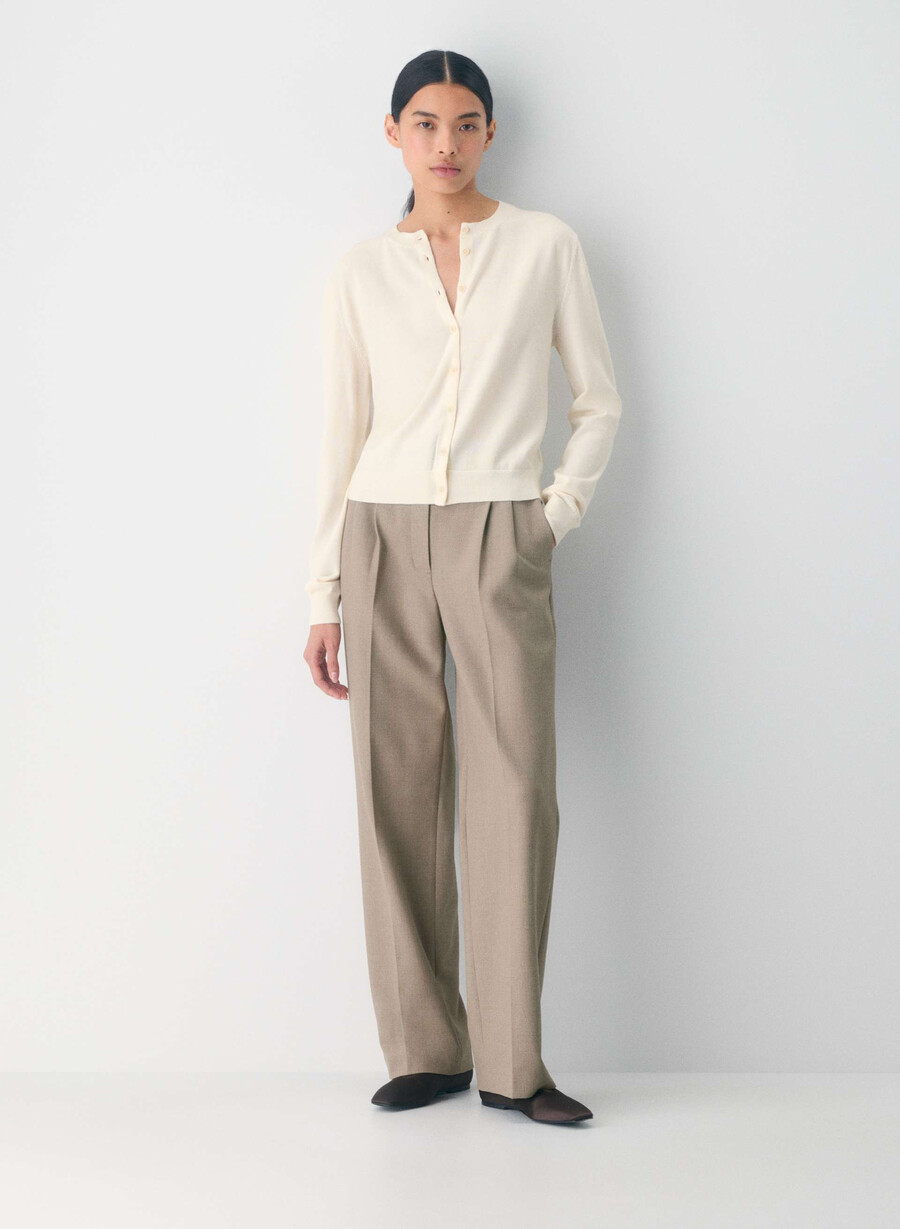 bare merinoull cardigan lys bjørk