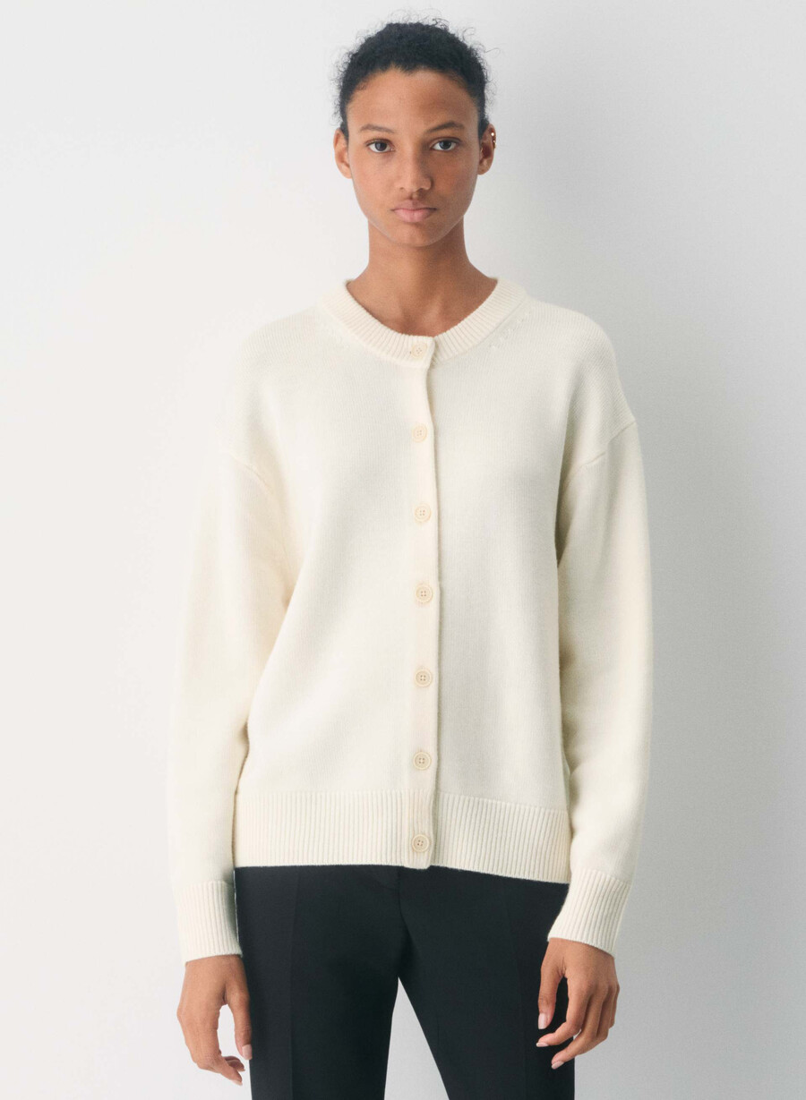 essential merinoull cardigan i blinkende rød