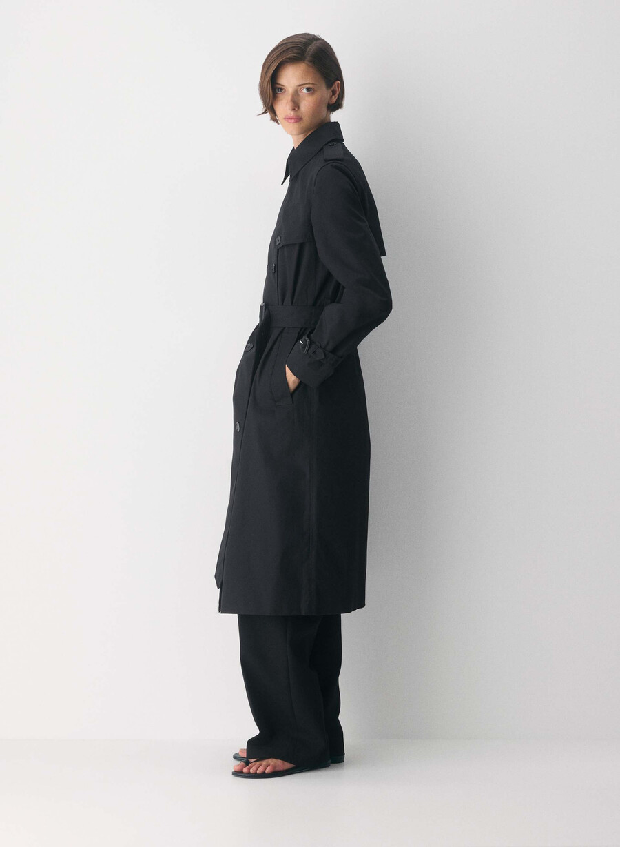 finch-trenchkåpen - city twill svart