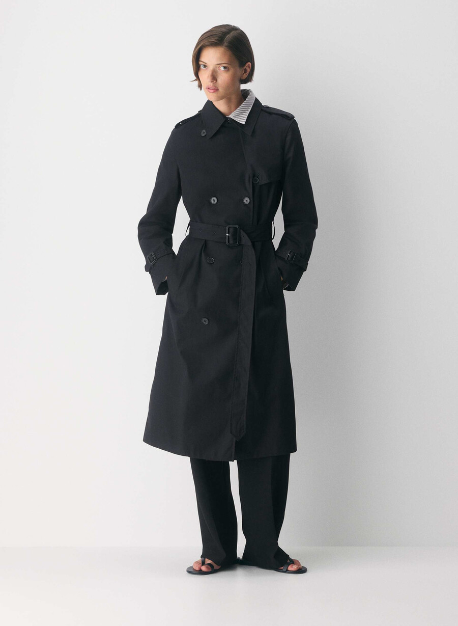 finch-trenchkåpen - city twill svart