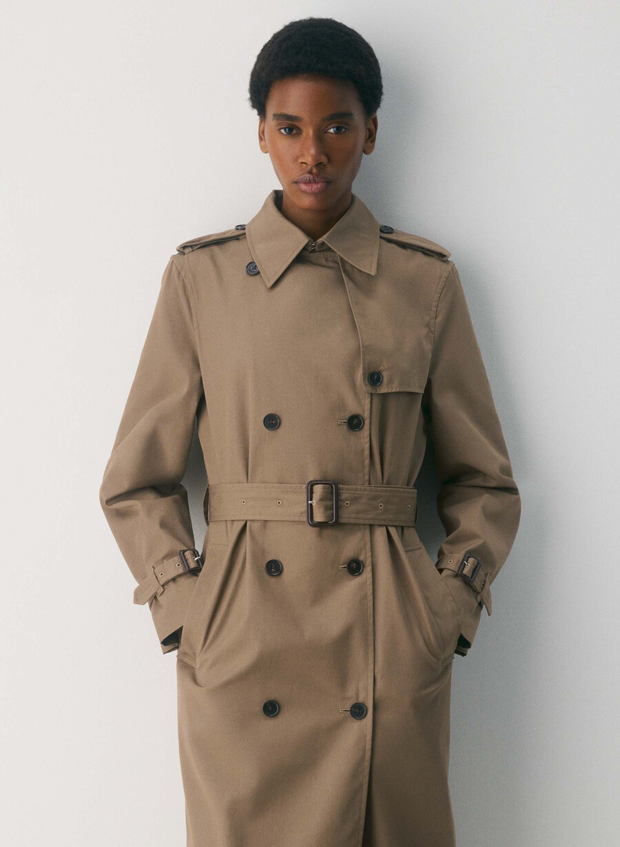 finch-trenchcoaten - city twill folio brun