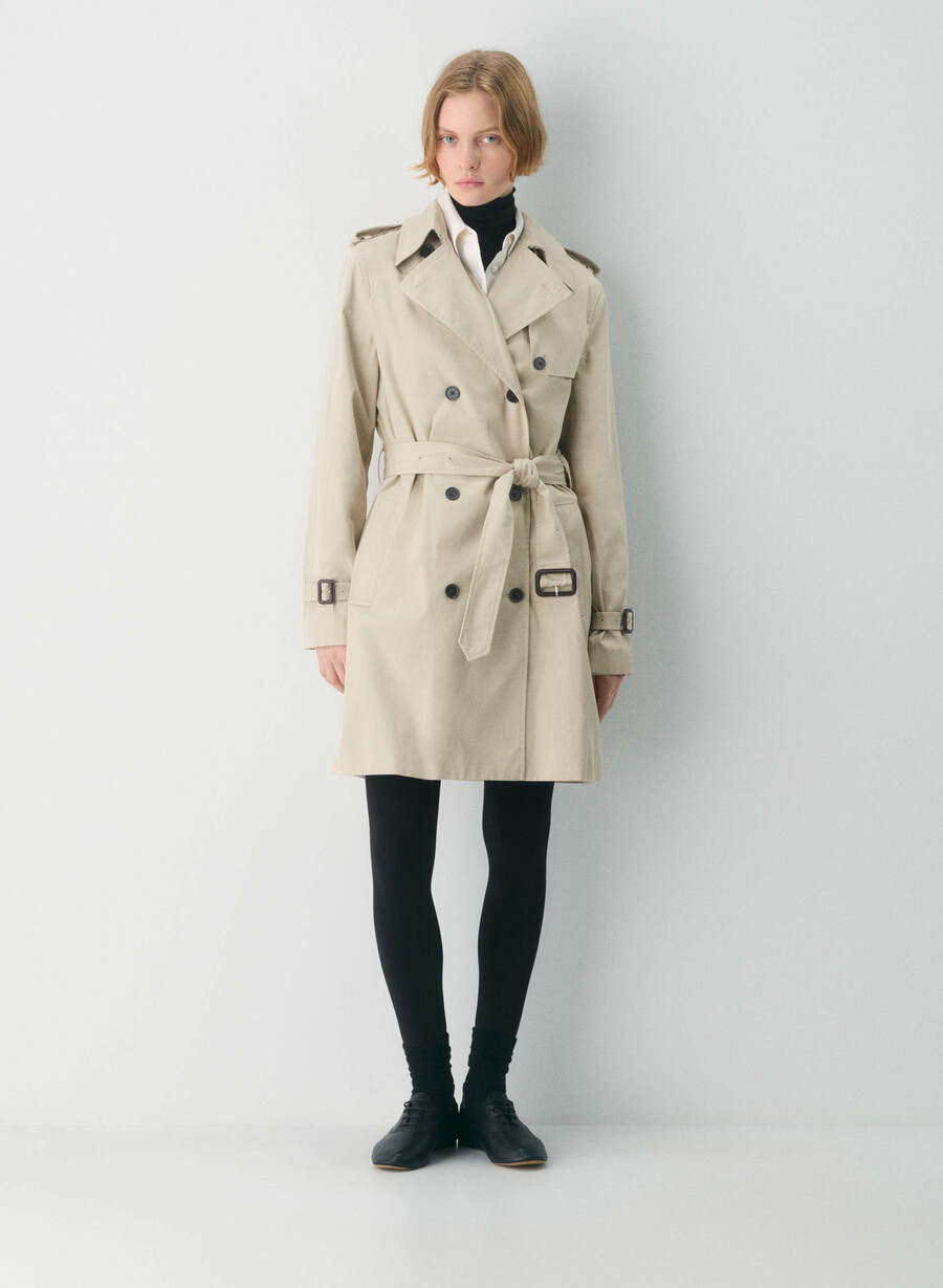 ny the finch mid trench coat - city twill marcona beige