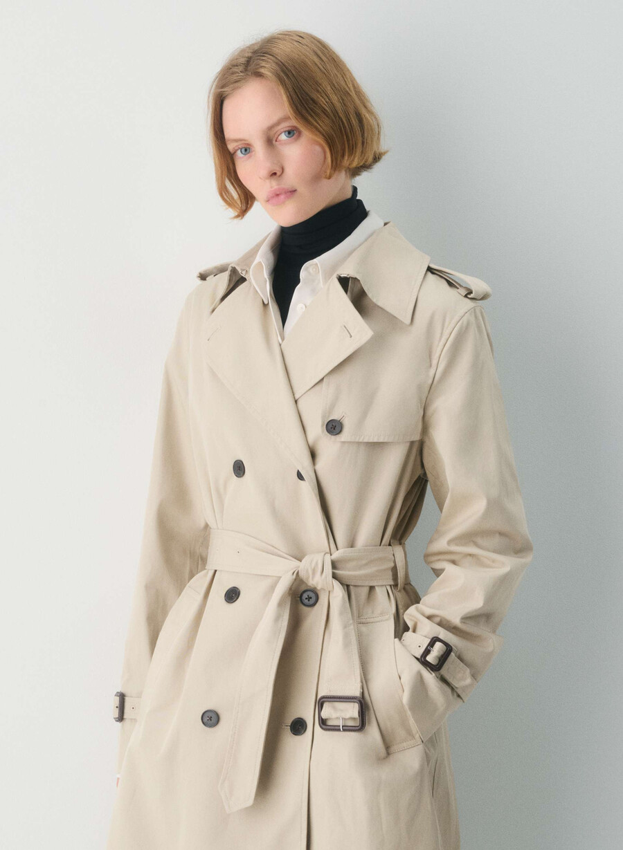 ny the finch mid trench coat - city twill marcona beige