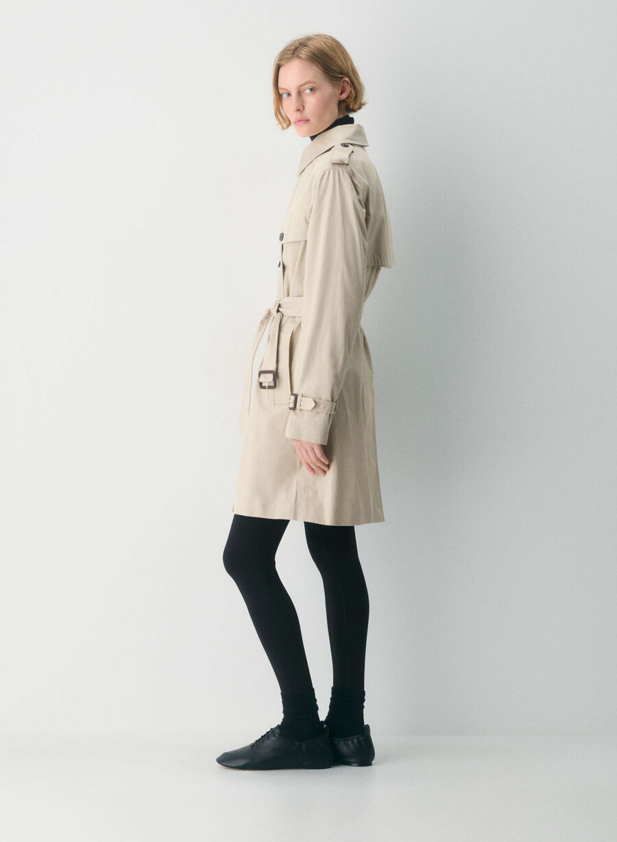 ny the finch mid trench coat - city twill marcona beige