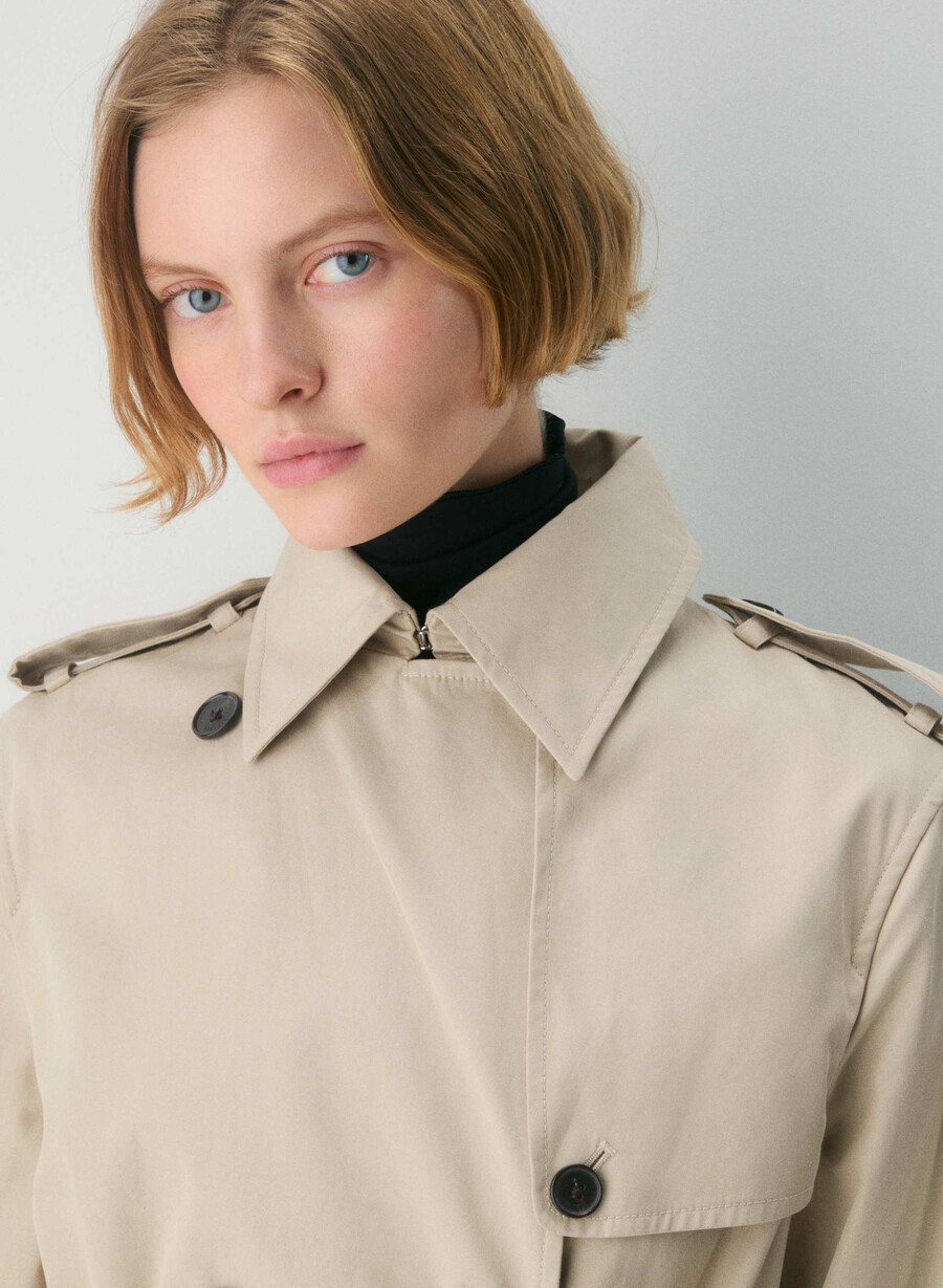 ny the finch mid trench coat - city twill marcona beige