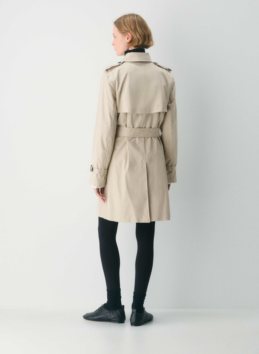 ny the finch mid trench coat - city twill marcona beige
