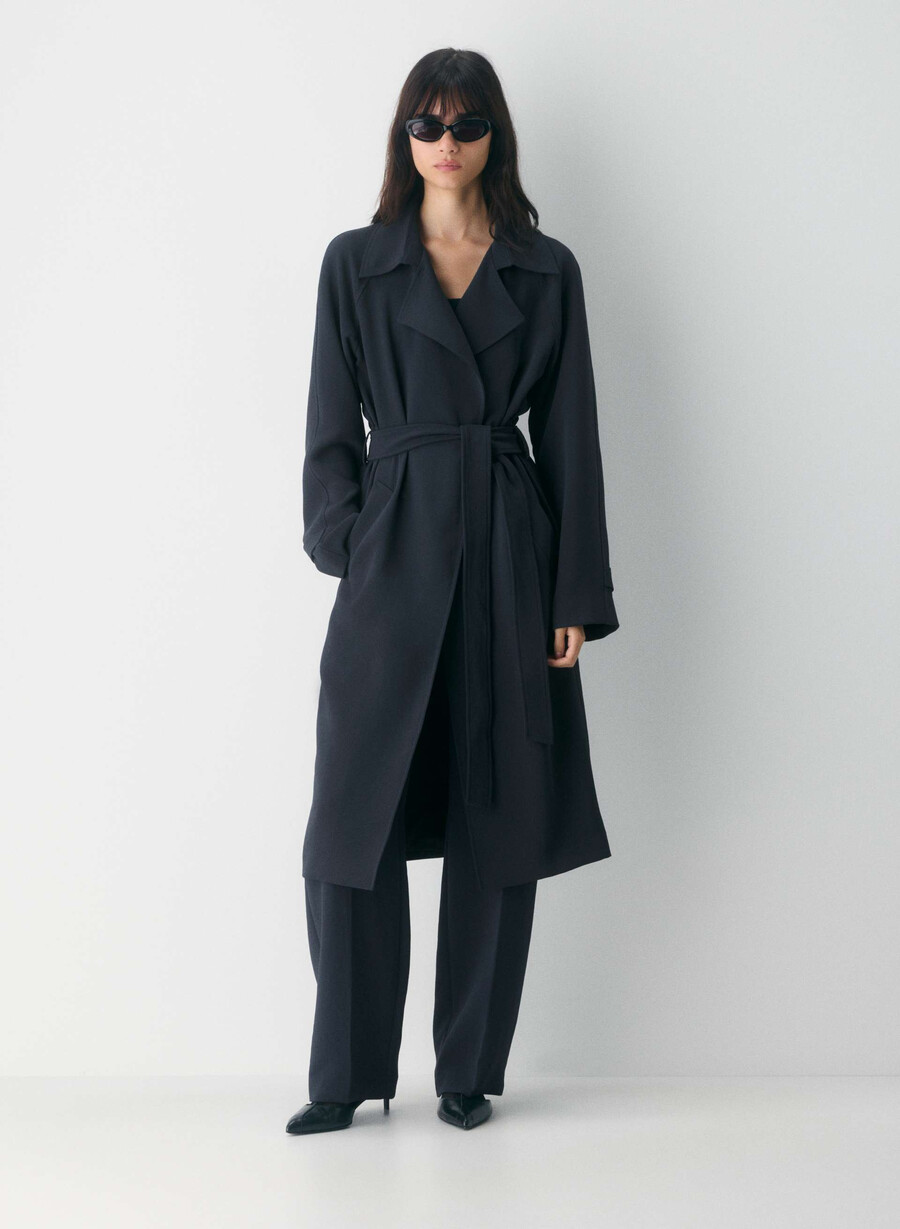 splendor trench coat - crepette mØrk navy