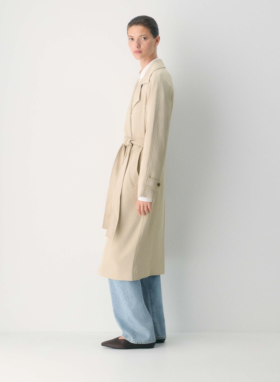 splendor trench coat – crepette marcona beige