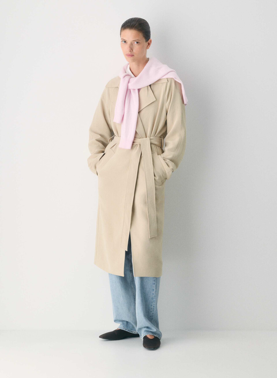 splendor trench coat – crepette marcona beige