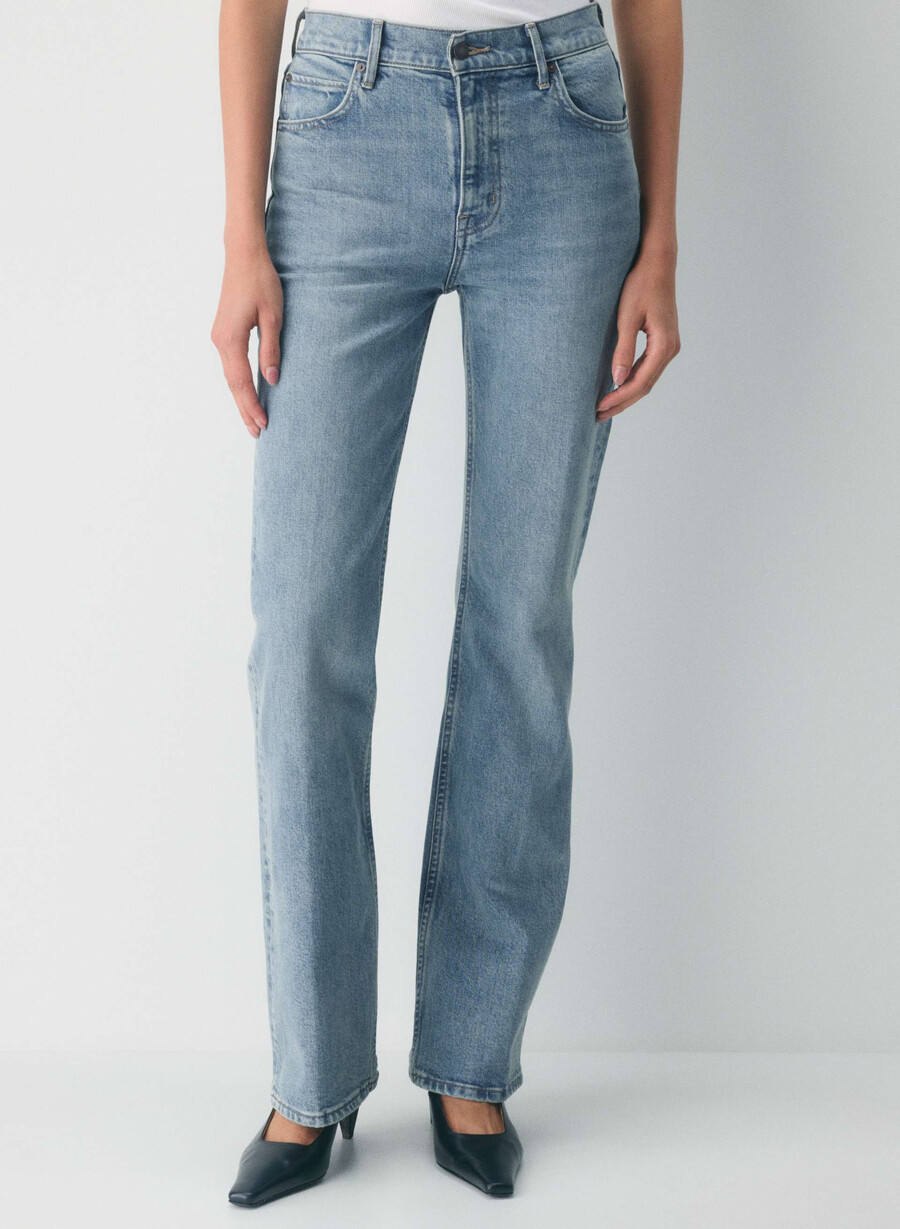 denim forum chloe high-rise bootcut jean bleu bellini vennligst