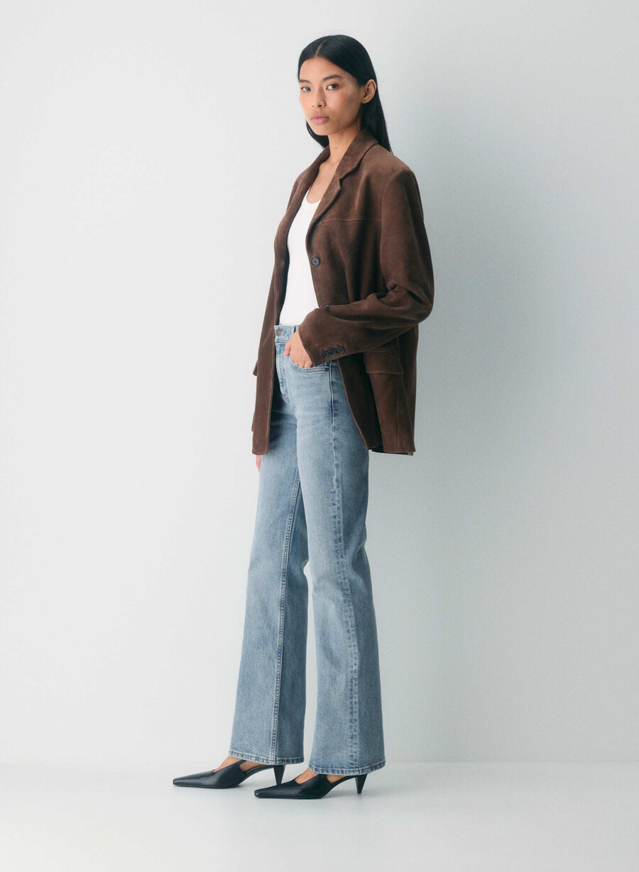 denim forum chloe high-rise bootcut jean bleu bellini vennligst