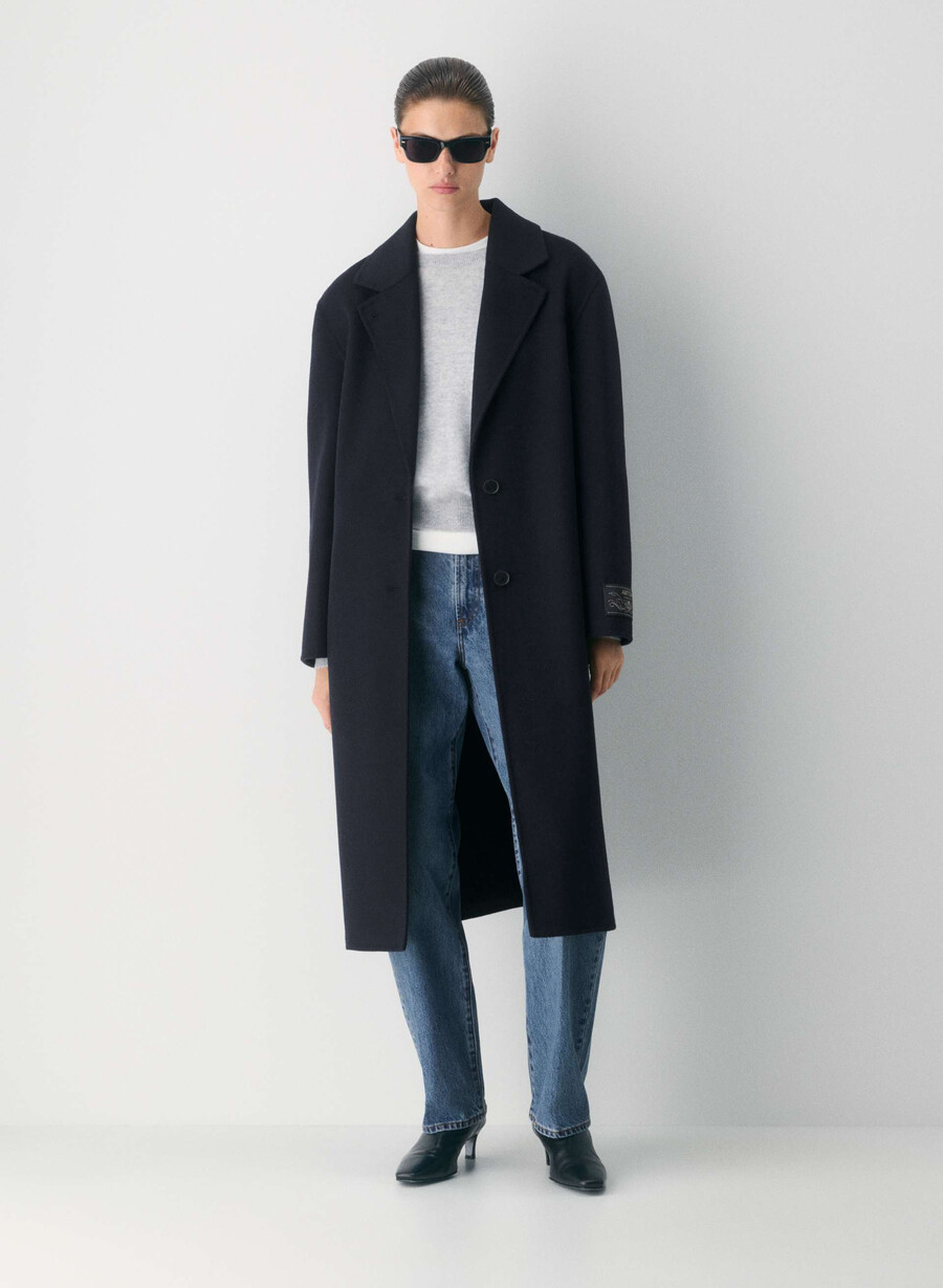 den eneste dobbeltsidige kåpen - luxe rewool mØrk navy