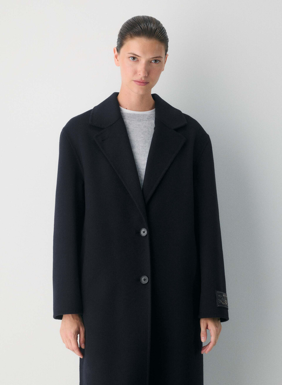 den eneste dobbeltsidige kåpen - luxe rewool mØrk navy