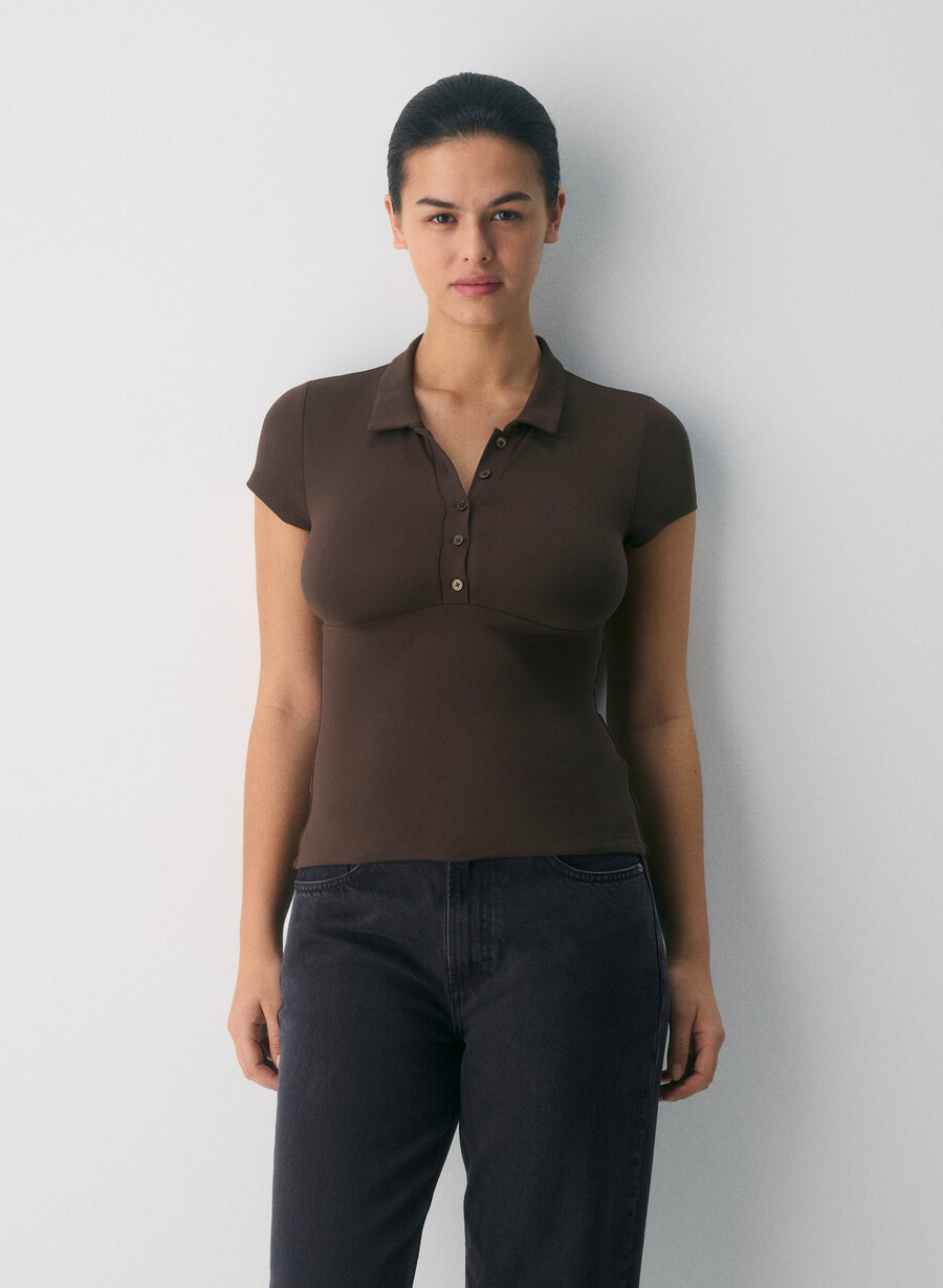 original contour flyer polo t-skjorte mokkabrun