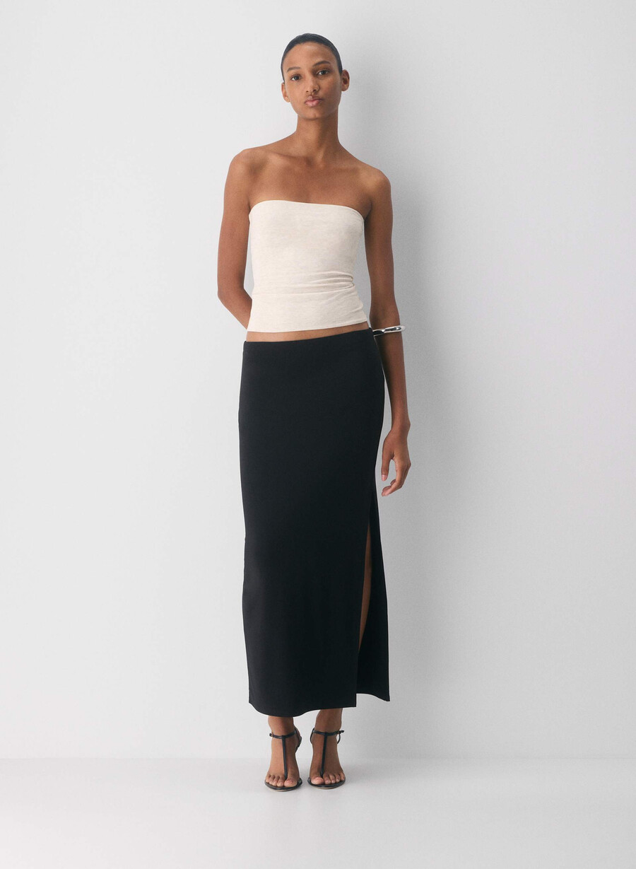 avslappet contour hi-hip tube-topp heather light oatmea