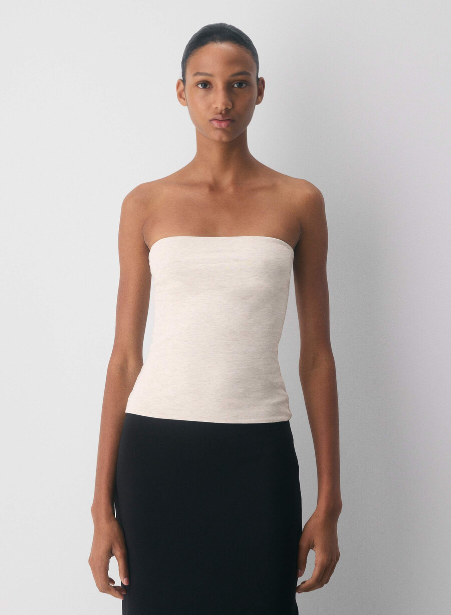 avslappet contour hi-hip tube-topp heather light oatmea