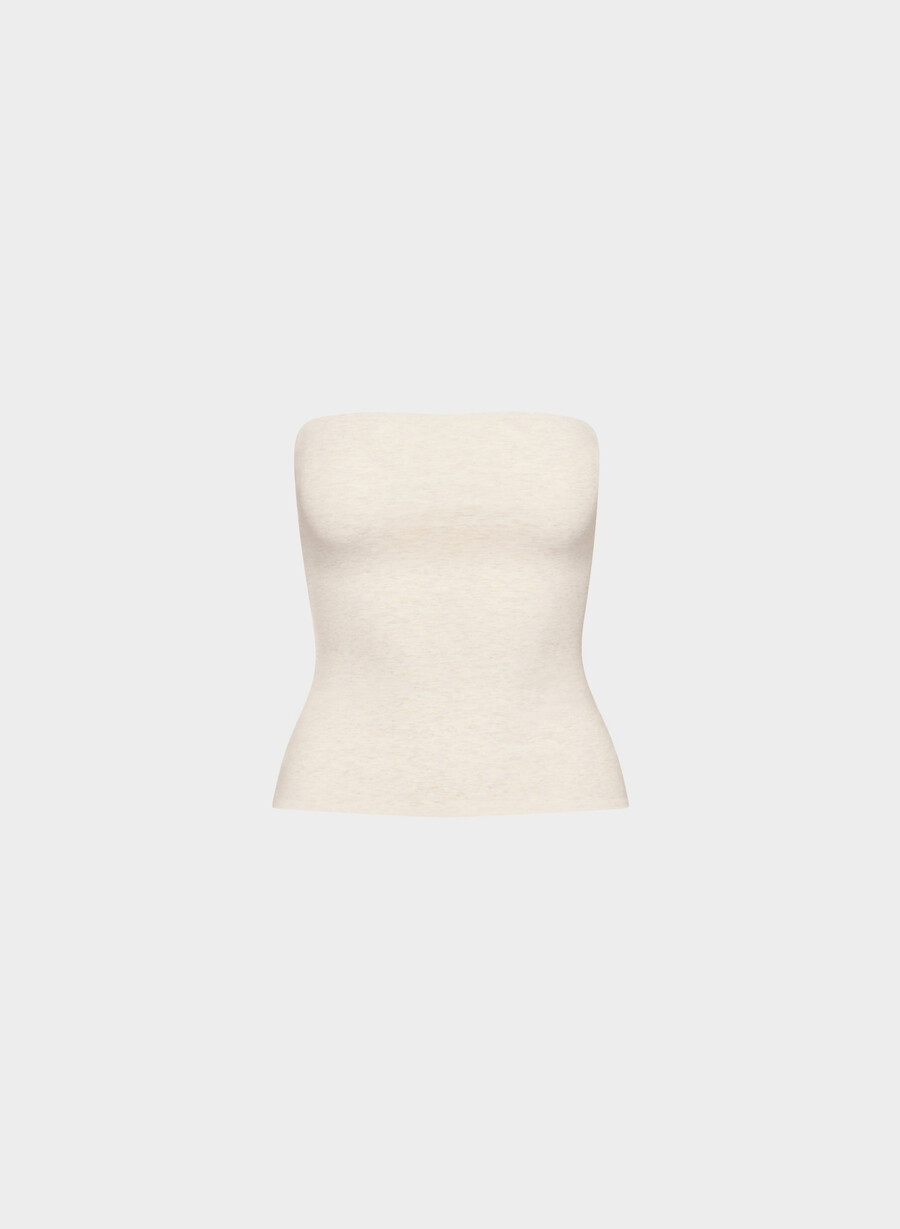 avslappet contour hi-hip tube-topp heather light oatmea