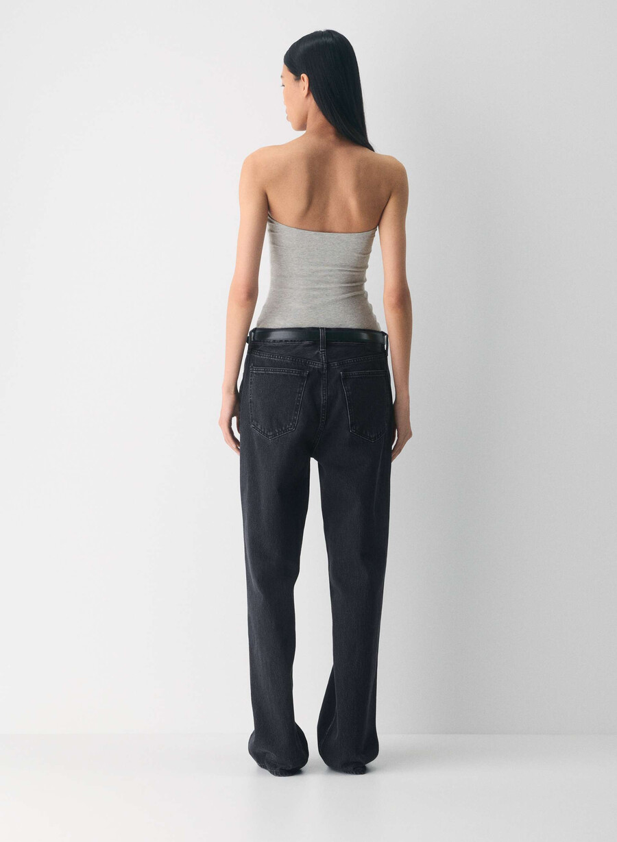 avslappet contour hi-hip tube-topp i melange med kromdetaljer