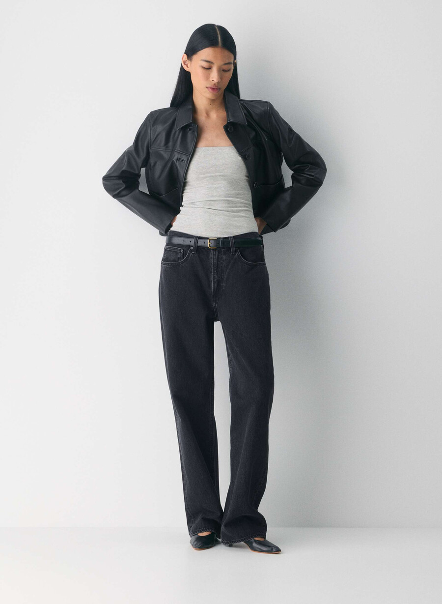 avslappet contour hi-hip tube-topp i melange med kromdetaljer