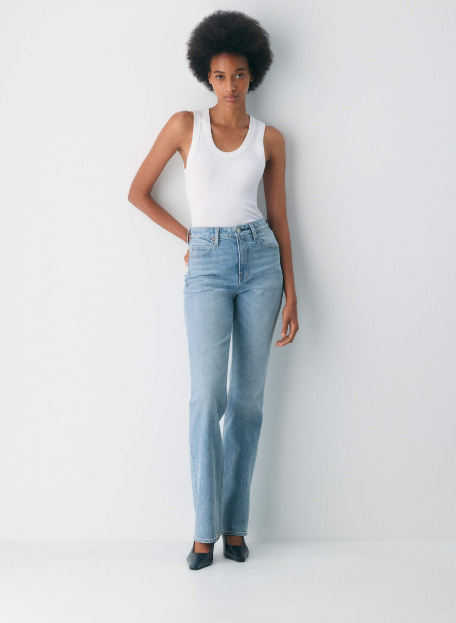 denim forum 90-tallet nina high-rise slim bootcut jeans 7 År bleu taboo