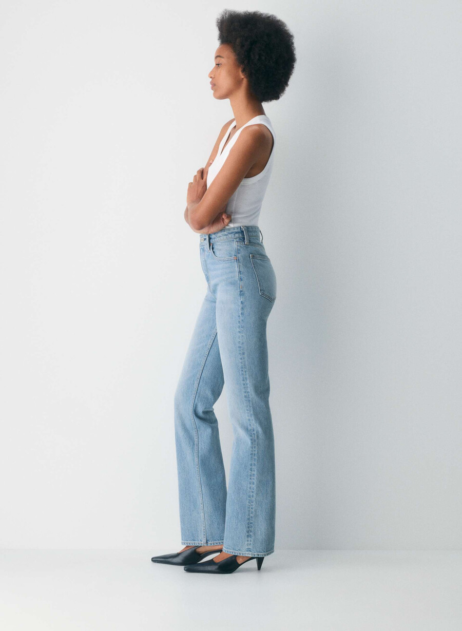 denim forum 90-tallet nina high-rise slim bootcut jeans 7 År bleu taboo