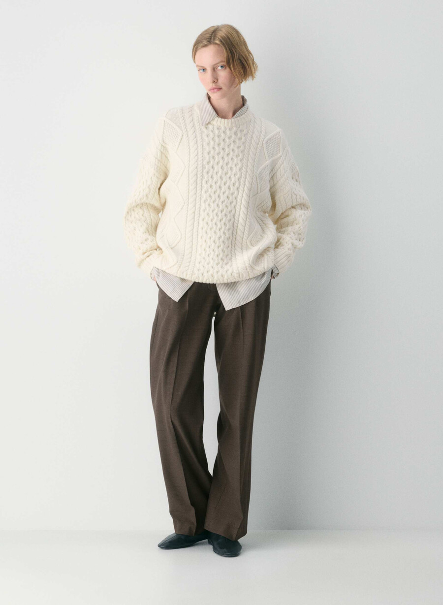 heritage knit merinoullgenser whisper white