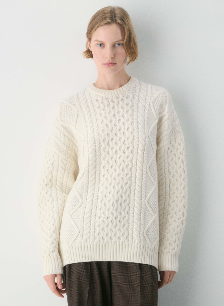 heritage knit merinoullgenser whisper white