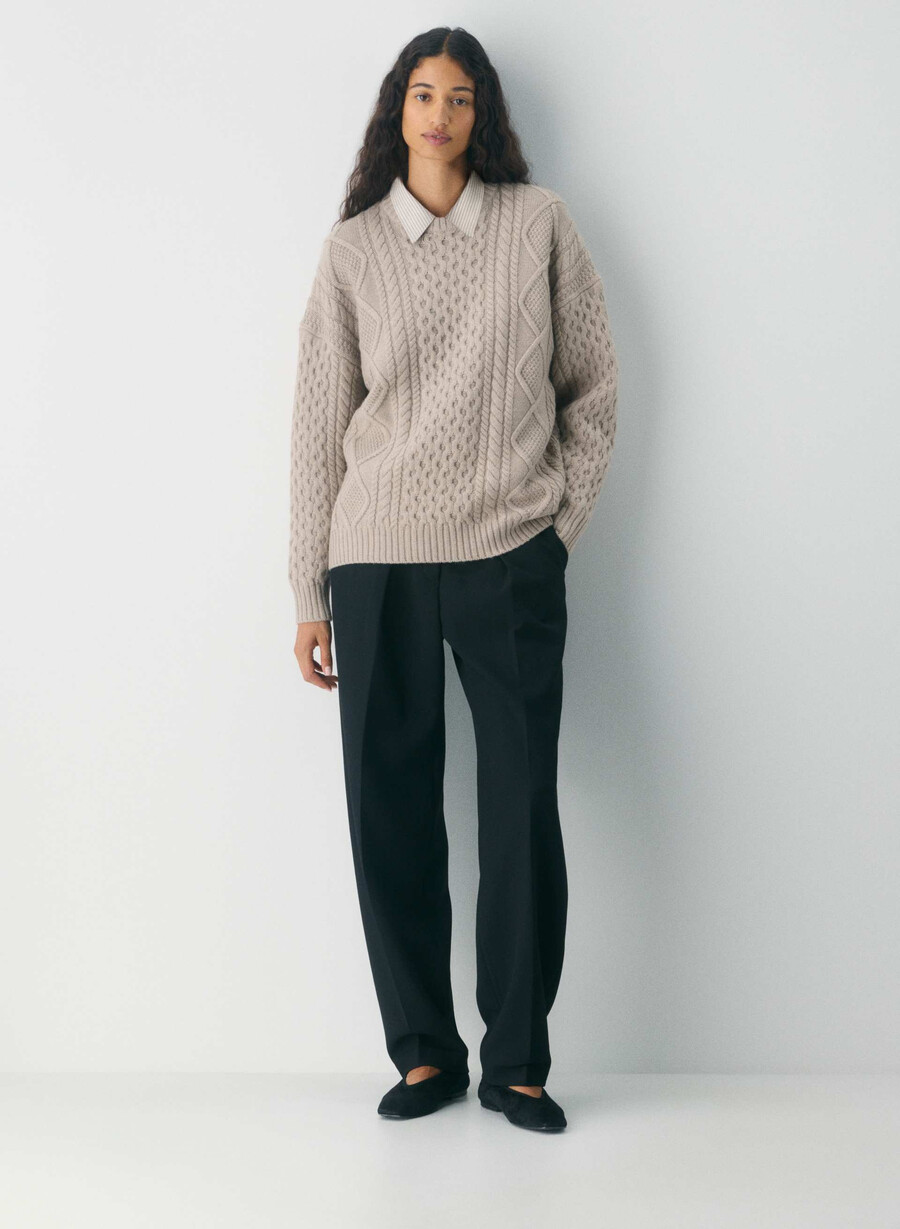 heritage knit merinoullgenser heather nomad taupe