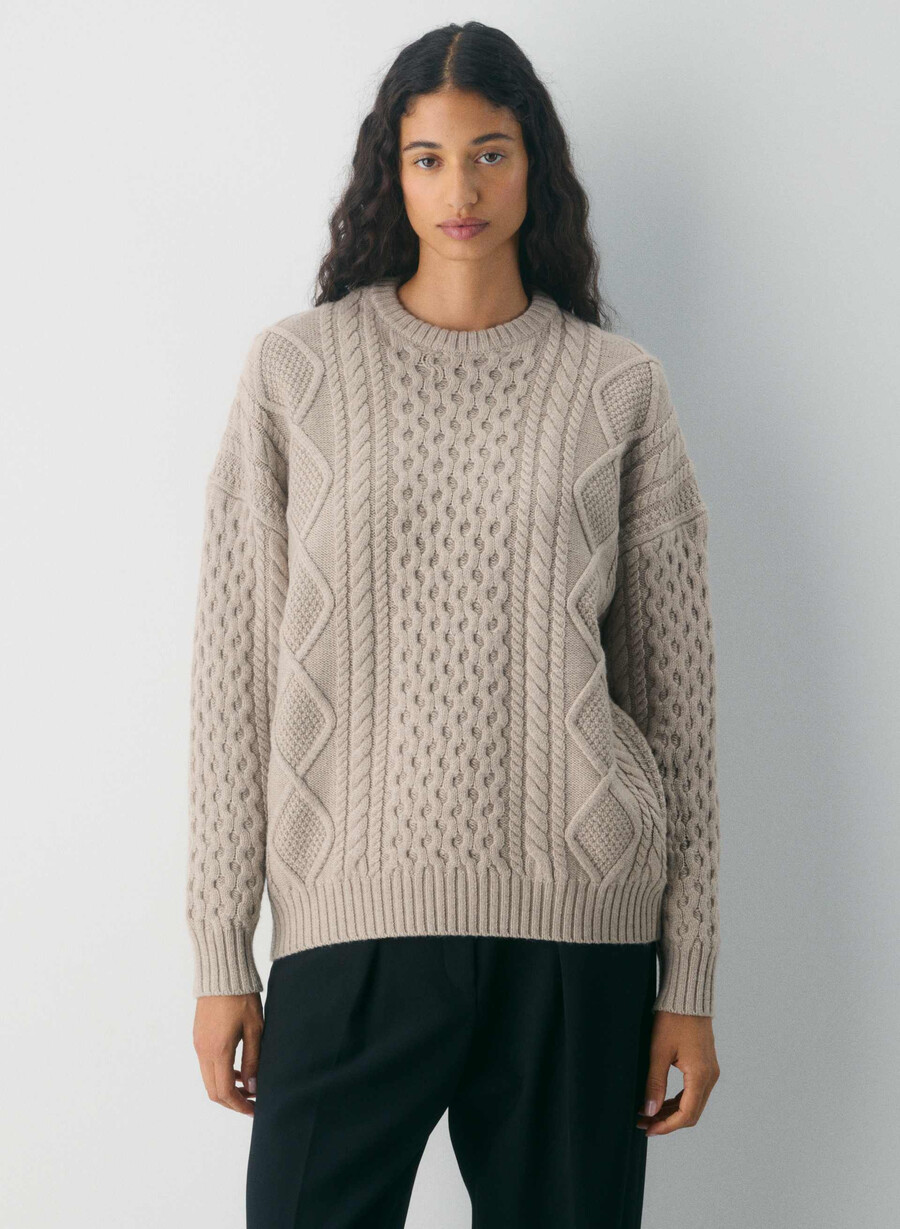 heritage knit merinoullgenser heather nomad taupe