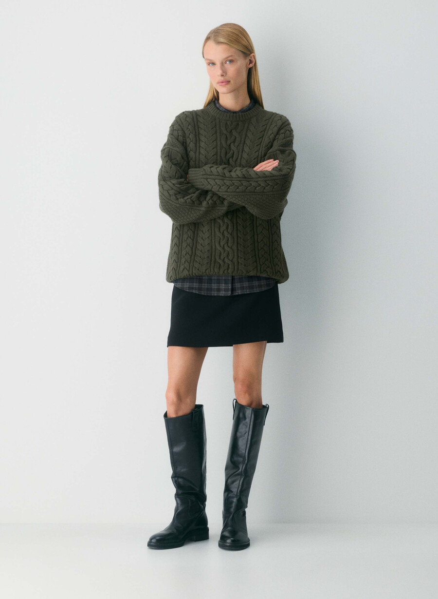 heritage knit merinoullgenser mØrk oliven