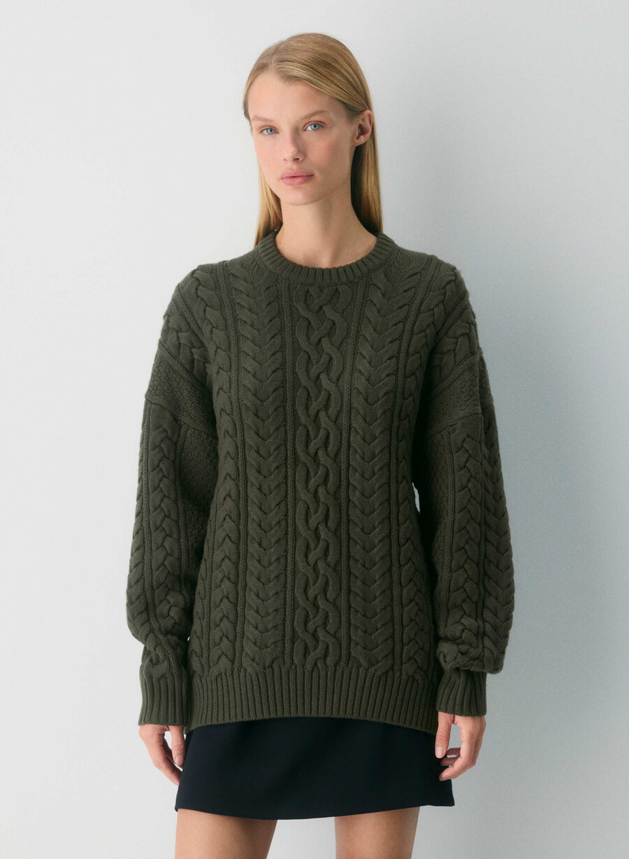 heritage knit merinoullgenser mØrk oliven