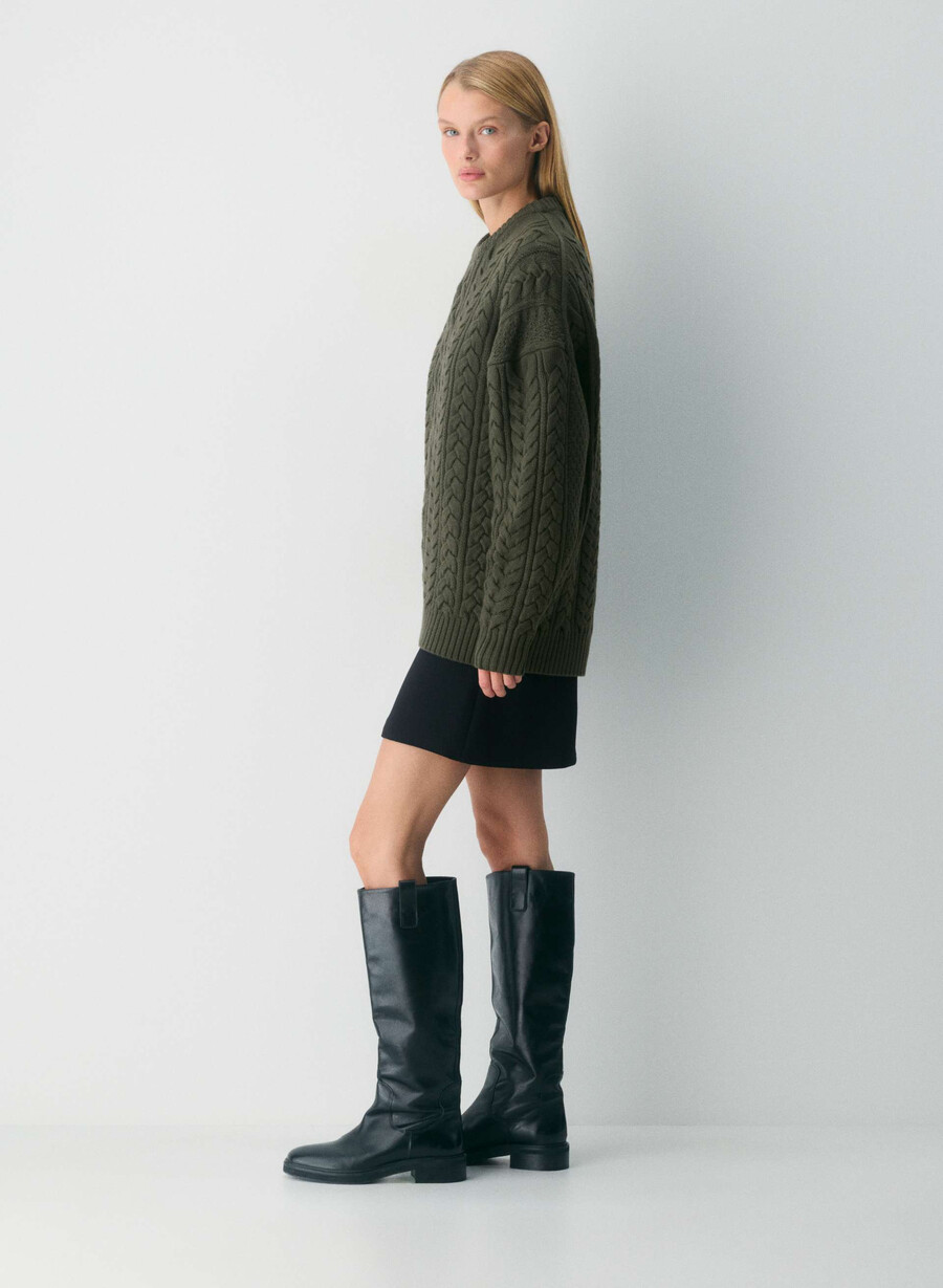 heritage knit merinoullgenser mØrk oliven
