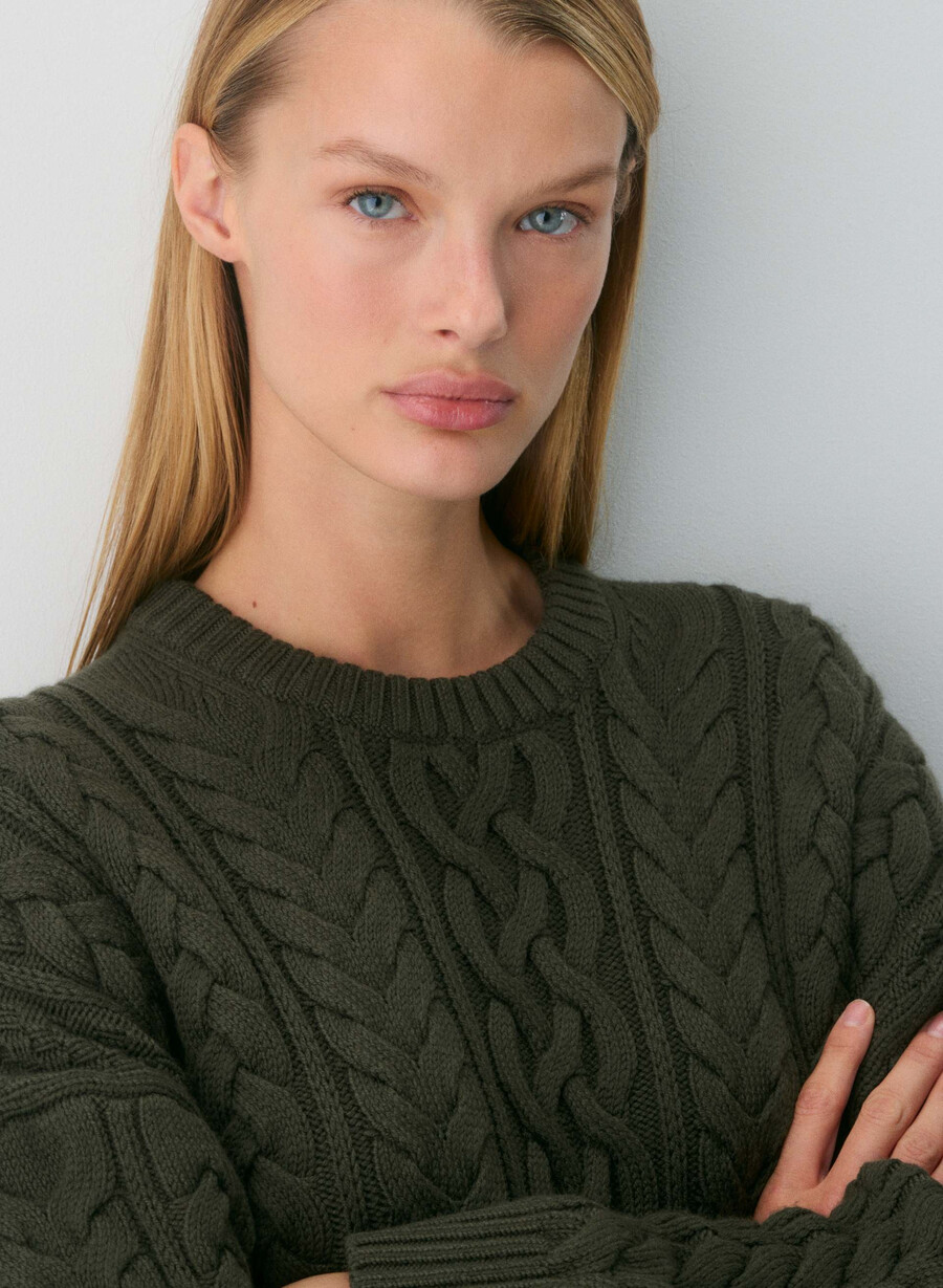 heritage knit merinoullgenser mØrk oliven