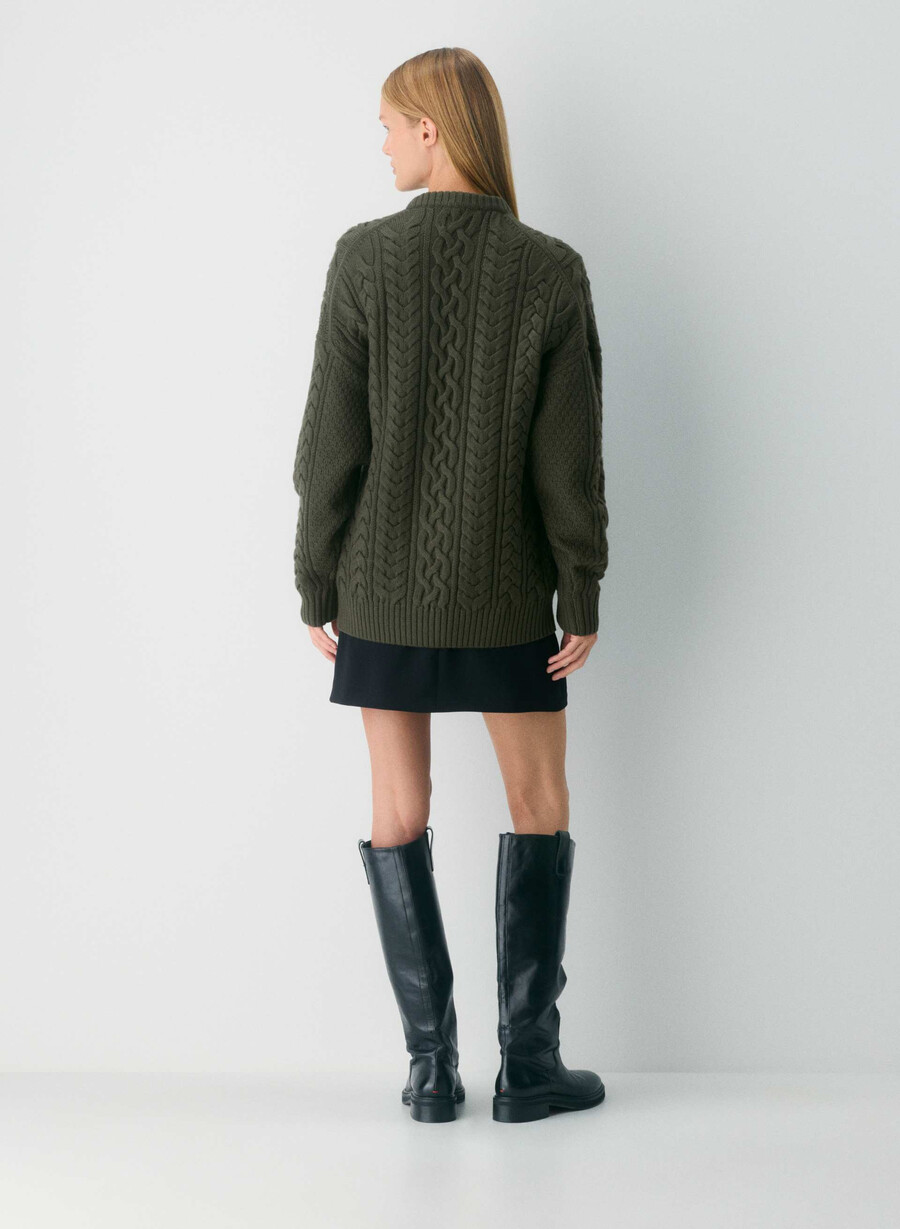 heritage knit merinoullgenser mØrk oliven