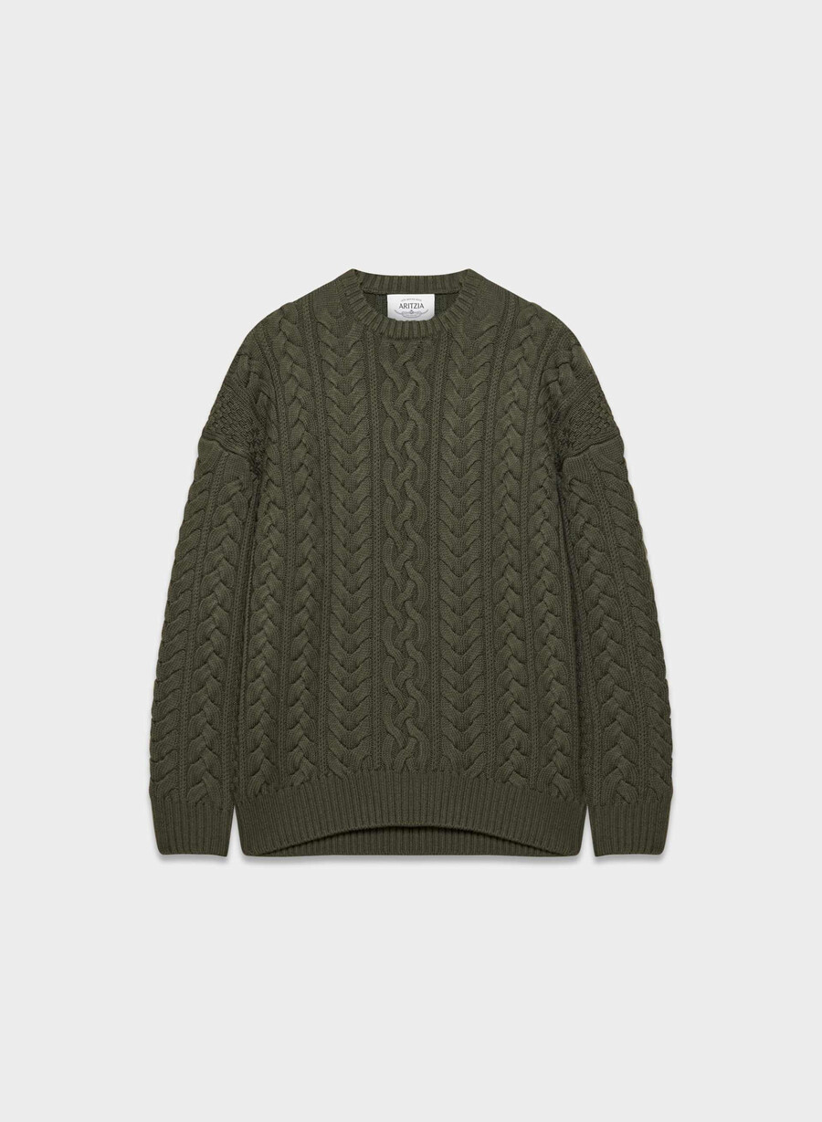 heritage knit merinoullgenser mØrk oliven