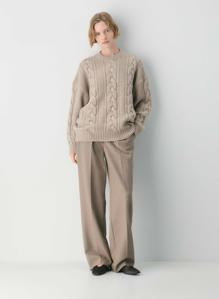 heritage knit merinoullgenser heather nomad taupe