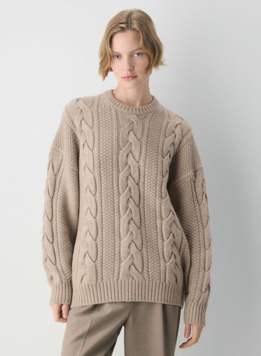 heritage knit merinoullgenser heather nomad taupe