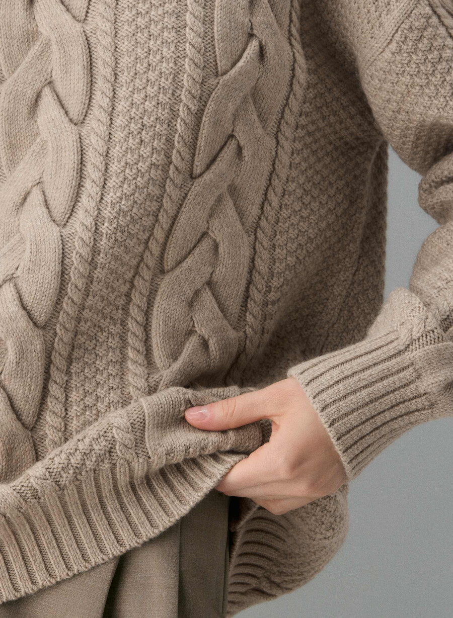 heritage knit merinoullgenser heather nomad taupe