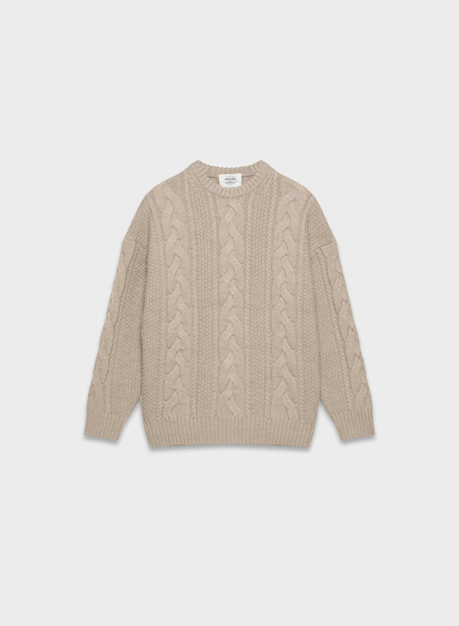 heritage knit merinoullgenser heather nomad taupe