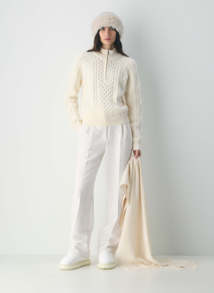 heritage knit merinoullgenser med 14 glidelås whisper white