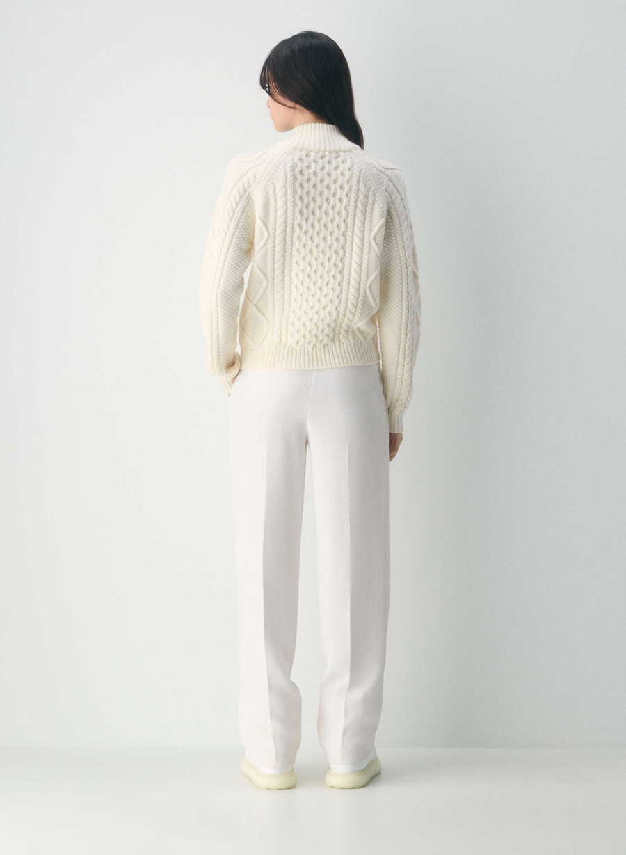 heritage knit merinoullgenser med 14 glidelås whisper white