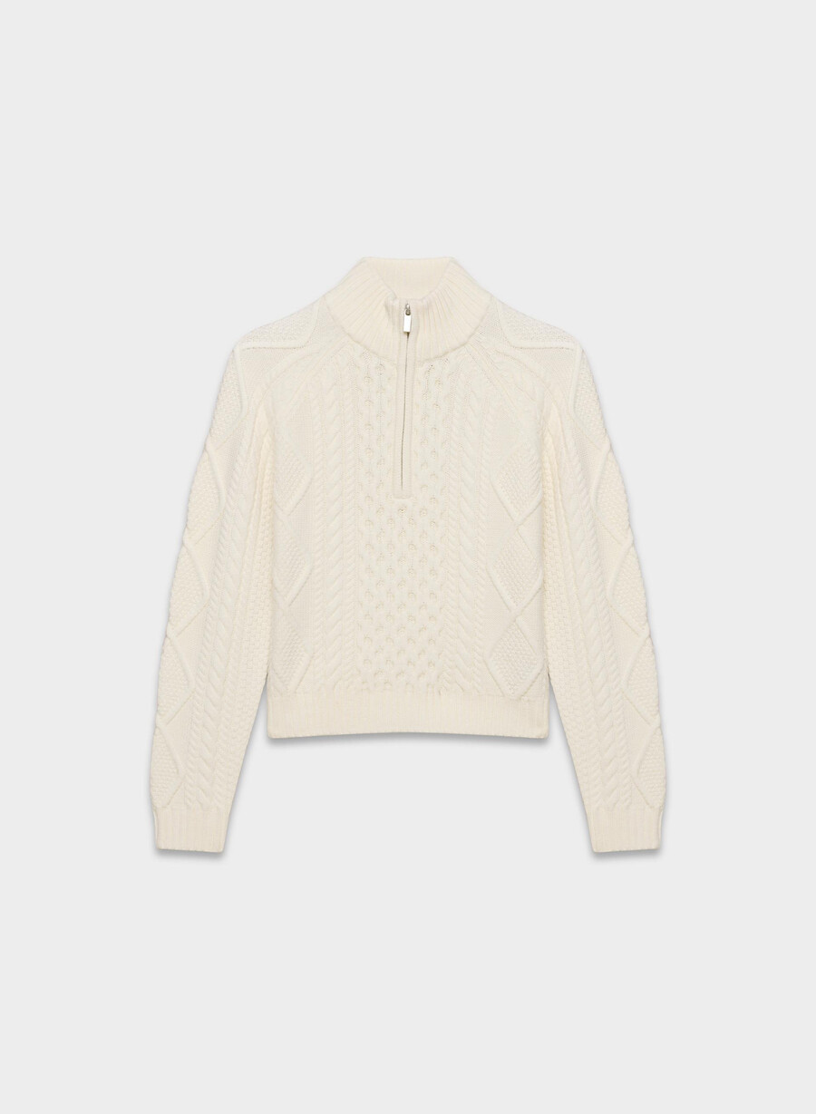 heritage knit merinoullgenser med 14 glidelås whisper white